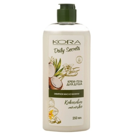Cream-Gel shower Kora "Coconut milk", 250 ml