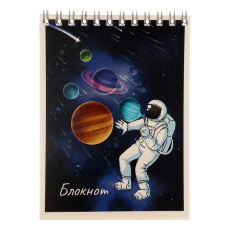 Notepad A6 40 sheets on the crest, in the cosmos cage, cover coated cardboard, selective twin-lame, offset 65, 5V, assorted-1