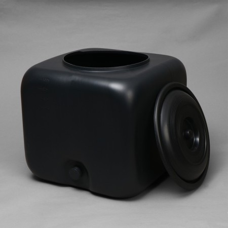 Shower tank, 100 liters, with a lid, with a crane thread, black-1