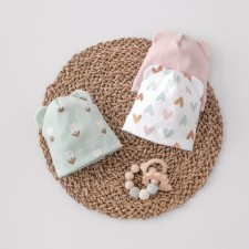 Шапка с ушками детская KinDerLITTO «Первые Цветы», возраст 6-12 мес., 3 шт