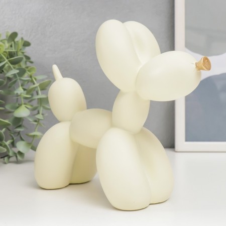 Souvenir Polystone "Air Ball - Dog with Golden Nosom" Cream 7.5x20.5x17.5 cm-1
