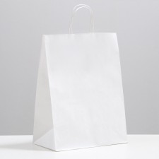 Craft package without printing, white, round handle 26 x 15 x 35 cm, set 3 pcs