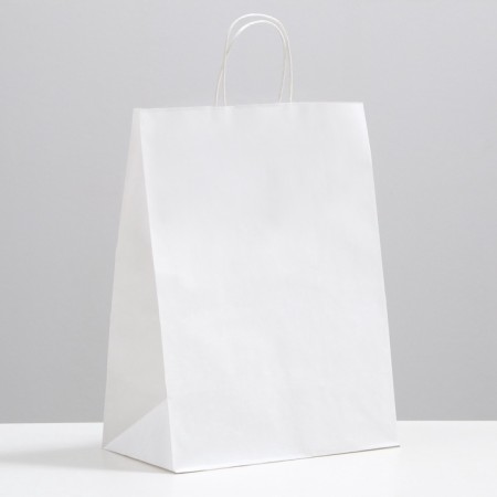 Craft package without printing, white, round handle 26 x 15 x 35 cm, set 3 pcs