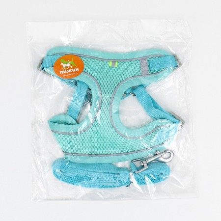 A set with a soft harness, fast-open, l, leash 140 cm, Osh 49-56 cm, og 56-68 cm, turquoise-10