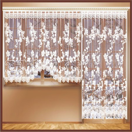 Tulle set with curtain tape, 170x240 cm, 255x160 cm, white color, 100% polyester
