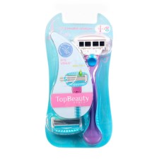 Бритва женская TopBeauty Paris фиолетовая + сменные кассеты, 2 шт (совместимы c Venus)
