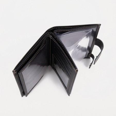 Male purse on the 3 in 1 button, a department for auto documents and passports, black color-5