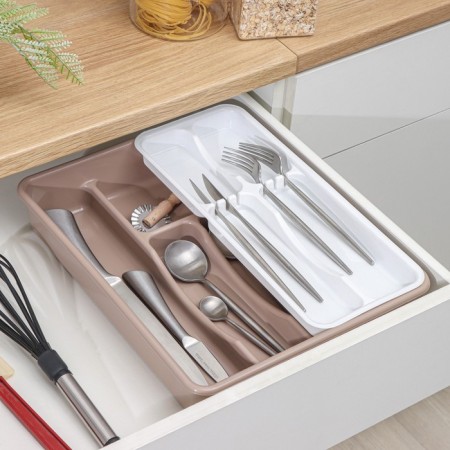 Double tray for cutlery, color mix
