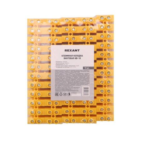Klement screw block KV-10 4-10, current 10 A, polypropylene yellow rexant (10 pcs.-1