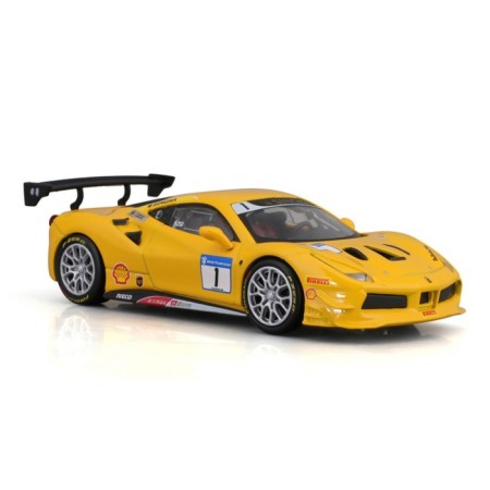 Racing machine BBURAGO Ferrari 488 Challenge 2017, Die-Cast, 1:43, yellow color-9