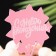 Topper "Happy Birthday. Star", pink with white, give beautifully