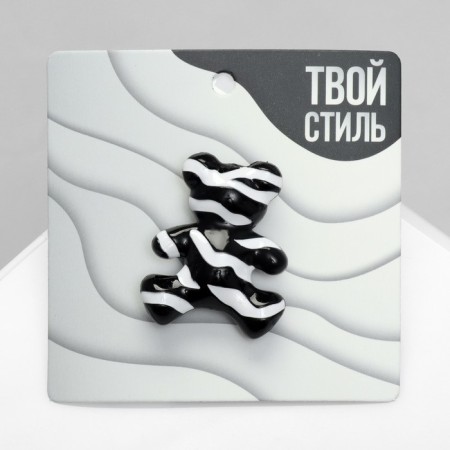 Brooch "Bear" zebra, black and white color-1