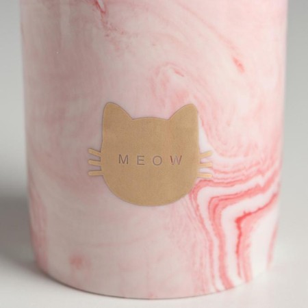 Ceramic glass with embossing, "meow", 8 x 9.5 cm-5