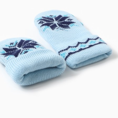 New Year. Double female mittens, blue color, river 18-2