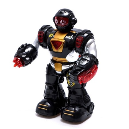 Superbot robot, light and sound effects, works from batteries, gold color-1