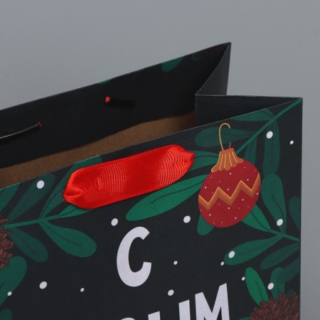 Craft vertical package "Green", MS 18 x 23 x 10 cm, New Year-3