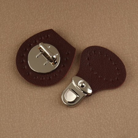 Bag Cauline, sewing, 6 × 4 cm, dark brown/silver color-2