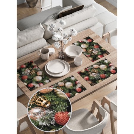 A set of napkins for setting the table "Festive decoration", rectangular, rounded edges, size 30x46 cm, 4 pcs-1