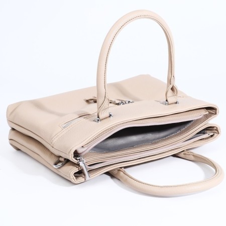 Luggage bag on lightning, 2 outer pockets, beige color-6