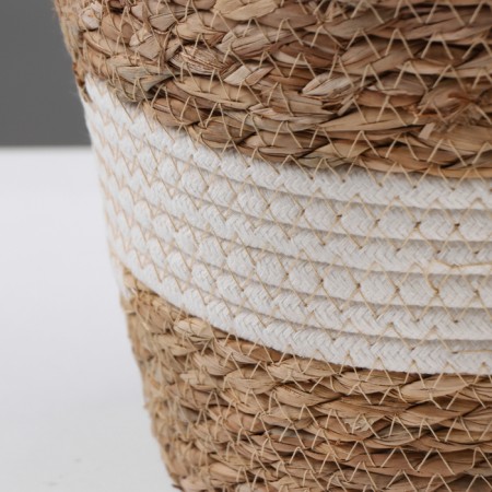 Kashpo wicker "Tanzania" with a pen, 25.5x25.5x23 cm, natural, white-3