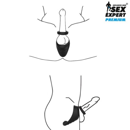 Ring Erective Sex Expert, double, crotch massage, 30 x 45 mm, Soft silicone, black-6