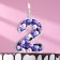 Candle for the cake "Bubbles", number "2", 10 cm, silver