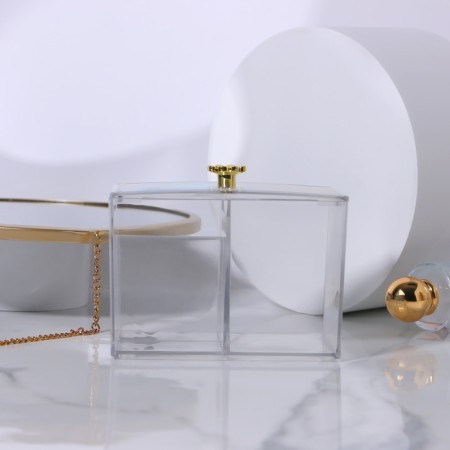 Organizer for storage "Flower", with a lid, 3 sections, 14 × 9 × 10.5 cm, the color is transparent/golden-5