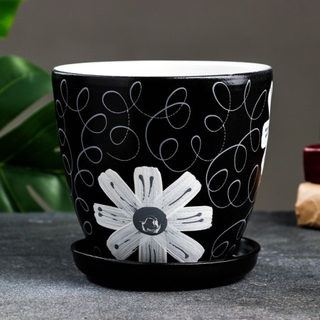 Flower Pot "ANEMONA" Black, 2.4 liters-1