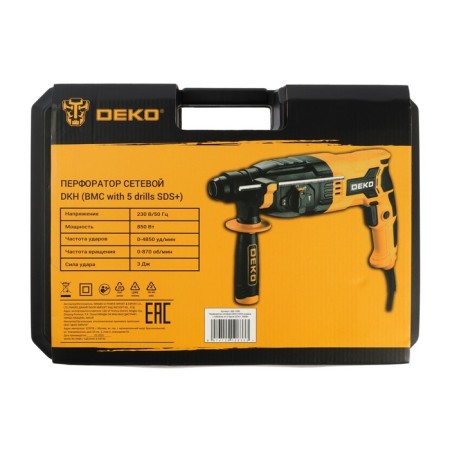 DEKO DKH perforator, 850 W, SDS+, 4850 beats/min, 3 J, case, 5 drill sets-12