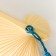 Fan Bamboo, Textile H = 21 cm "House in Sakura" Blue, with a blue brush