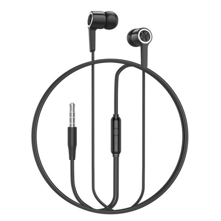 Hoco M104 headphones, wired, vacuum, microphone, 1.2 m, black-2