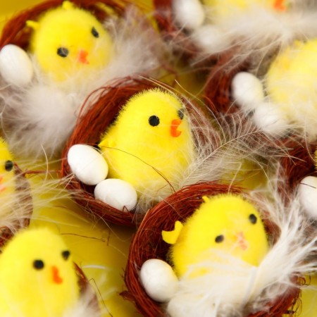 Easter souvenir "chicken in a nest with testicles" set of 12 pcs 4x5x5 cm-1