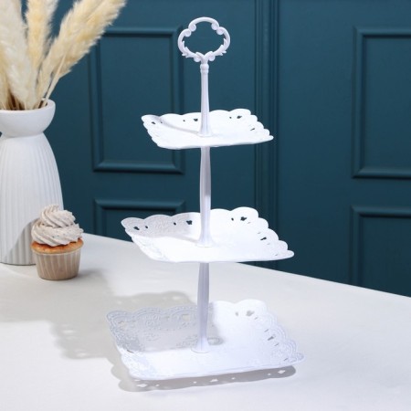 Squarebrus Frights “Vivien”, 3 tiers, 12.5/16.5/20 cm, white color