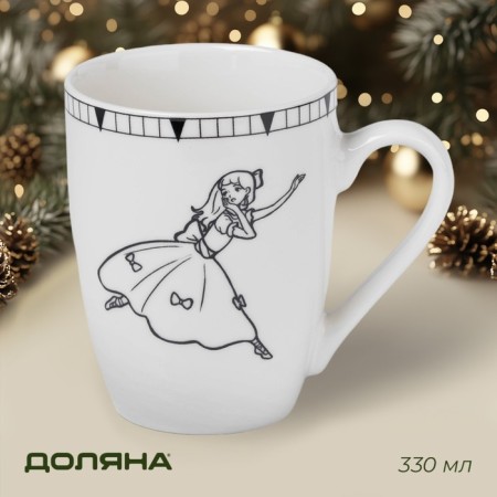 Mug New Year's Dula "FALIC TALE", 330 ml, for tea, porcelain, white