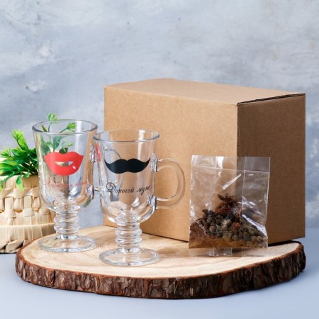 A set of mugs for mulled wine "husband and wife" two pieces in a box, spices-5