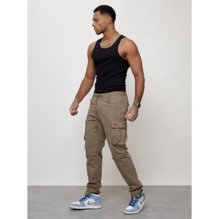 Cargo jeans male, size 52, beige color-5