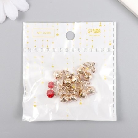 Decor for creativity metal, rhinestones "ripe cherry" 1.5x1.7 cm-3