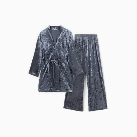Women's costume (jacket and trousers) KAFTAN "velvet", 40-42, Gray,-5