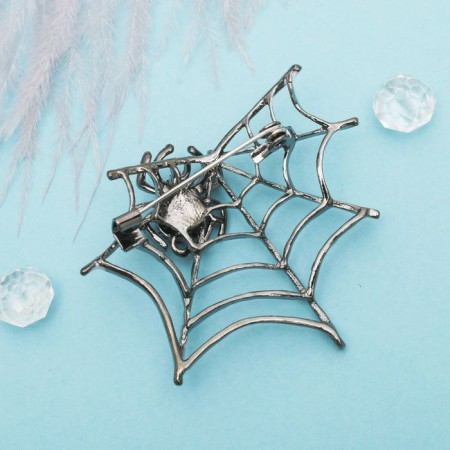 Brooch "Spider in the web", the color is black and white in silver-2
