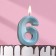 Candle in the Cake "Fine", number "6", blue metallic, 6.5 cm