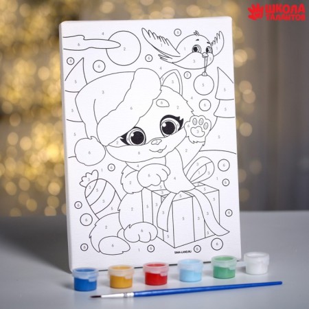 New Year's picture on the numbers "New Year! A cat with a gift ”, 15 x 21 cm-1
