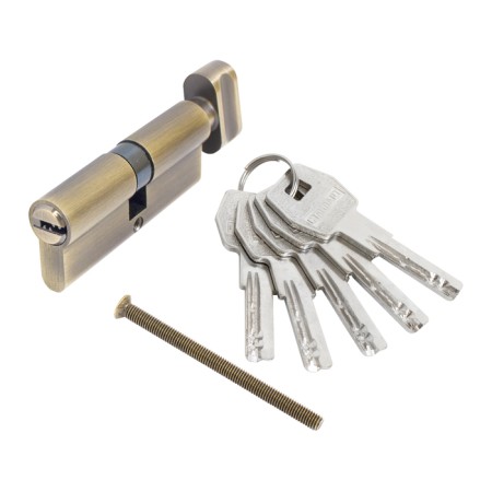 Cylinder mechanism standard MAX, 80 mm (40x40V), 5 keys, key/turntable, antique bronze 106639