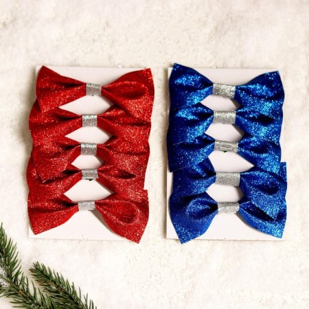 New Year's decor for the Christmas tree "Bows" set of 5 pcs., Mix color-1