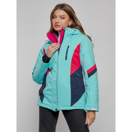 Ski jacket women's winter, size 44, turquoise color-3