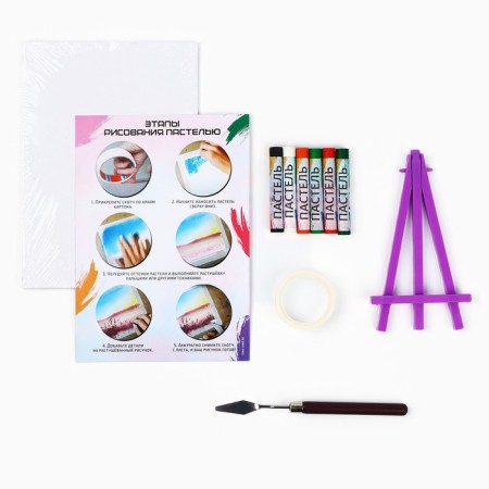 Drawing pastel with an easel "Colorful peonies", a set for creativity-3