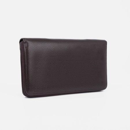 Male purse with lightning, department for bills, for cards, for coins, brown color