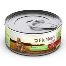 Canned food Biomenu Adult for cats, a meat paste with a language of 95%, 100 g.