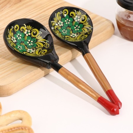 Spoon half -batch with painting, 19 × 6 cm, mix-5