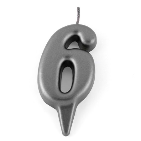 Candle in the oval cake, number 6, graphite, 5.5 cm-2