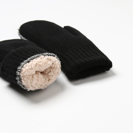 Women's mittens minku, black color, 22 cm-2